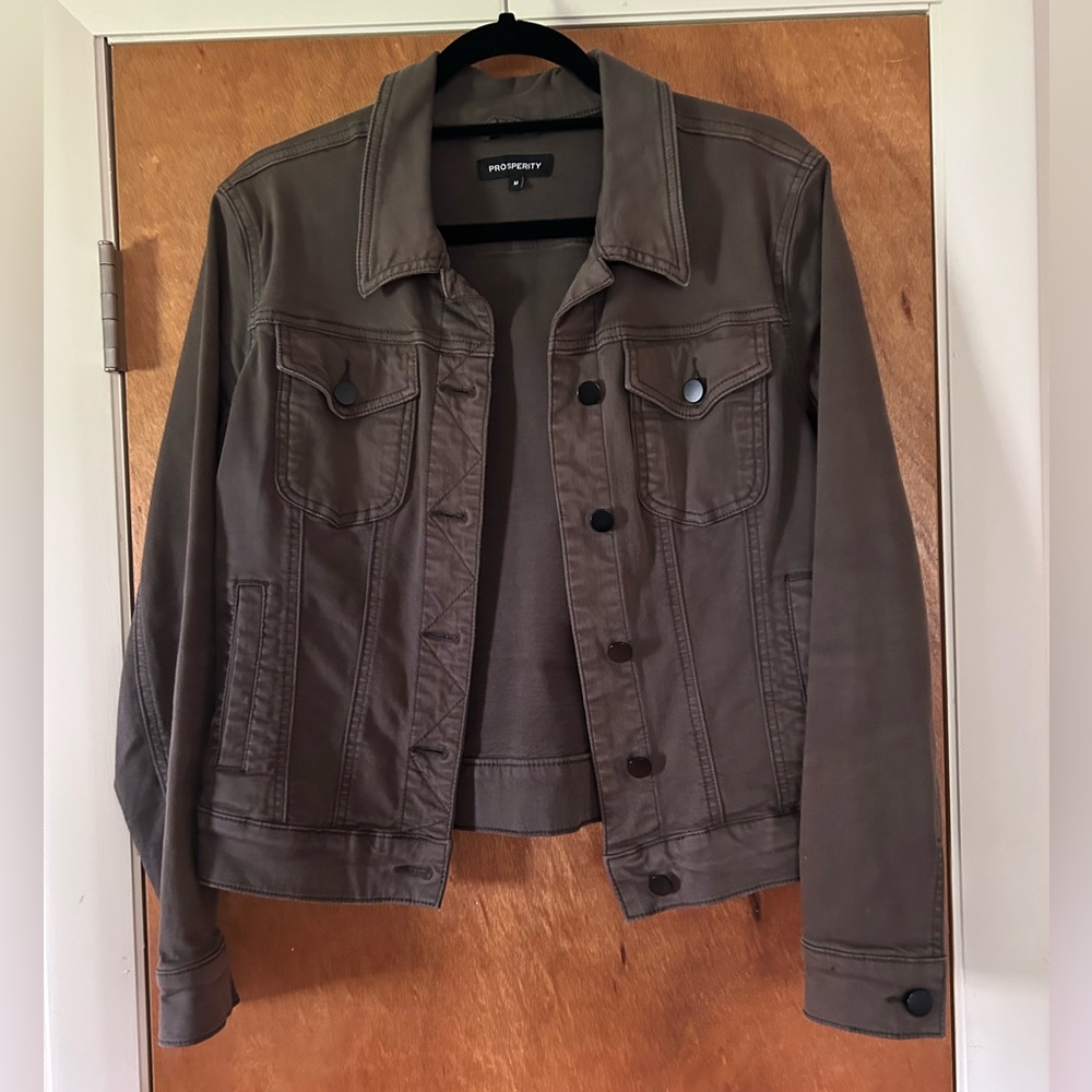 Prosperity Jolene Stretch Colored Denim Jacket OLIVE Stitch Fix